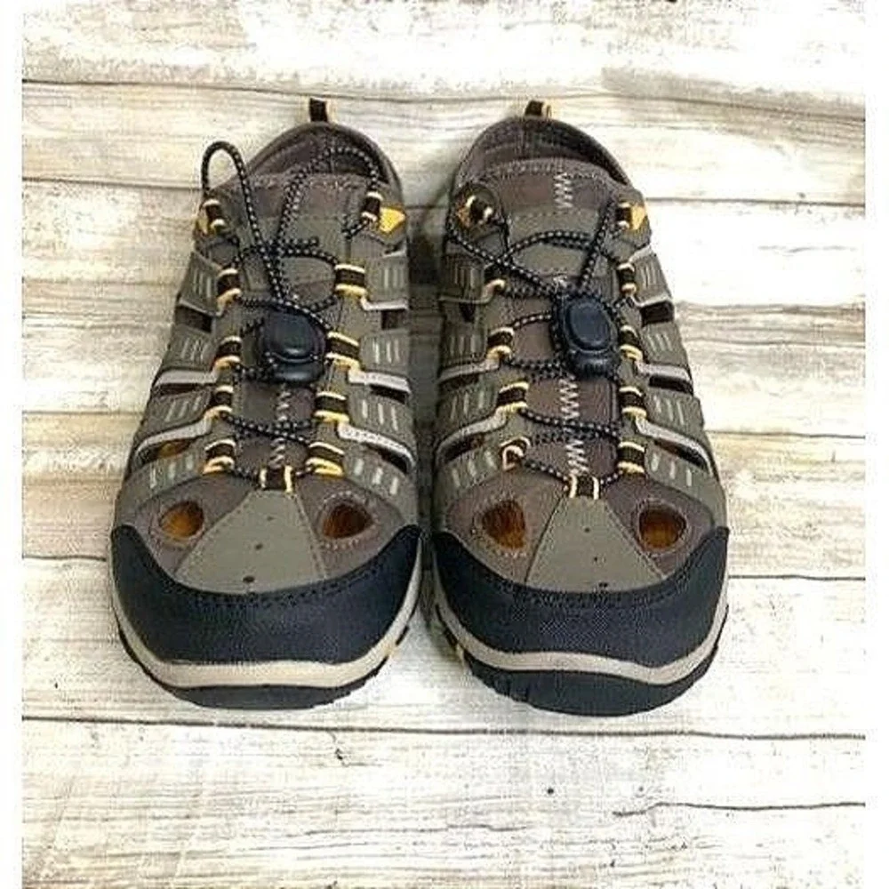 Eddie Bauer‎ Men's Hiking Sandals 10M Brown & Black Synthetic Durable Footwear